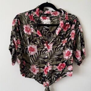 American Eagle Outfitters Floral Blouse - Pink and Green